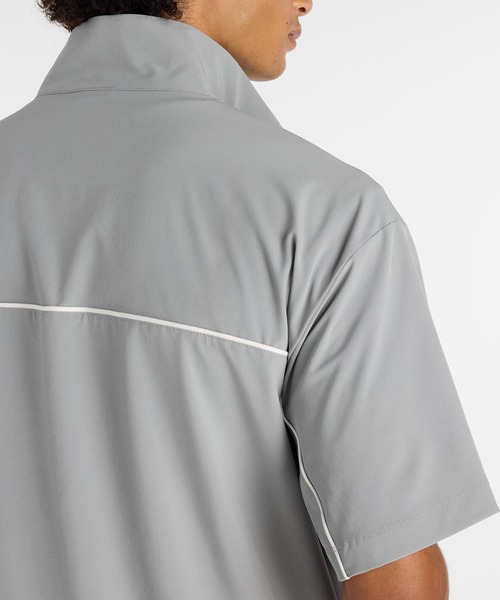 【新品未使用】new balance ハーフジップシャツ グレー サイズ1 New Balance（ニューバランス） tシャツ ウーブンショートスリーブ