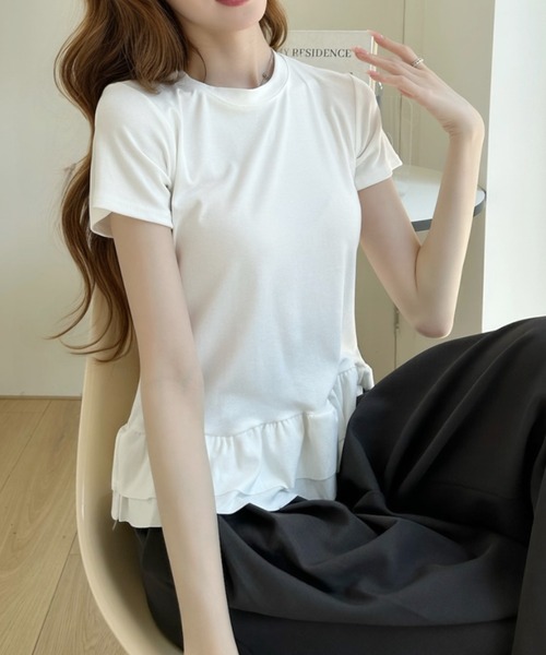 Ada. tシャツ 裾フリルティアード 半袖Tシャツ レディース : ZOZOTOWN
