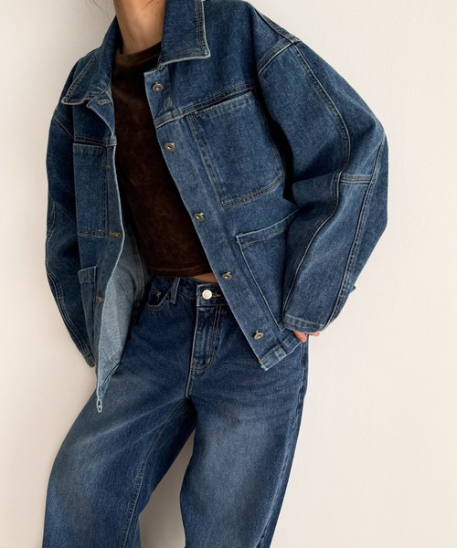 「CANAL JEAN」 デニムジャケット ONE SIZE インディゴブルー レディースの画像
