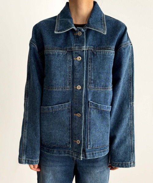 「CANAL JEAN」 デニムジャケット ONE SIZE インディゴブルー レディースの画像