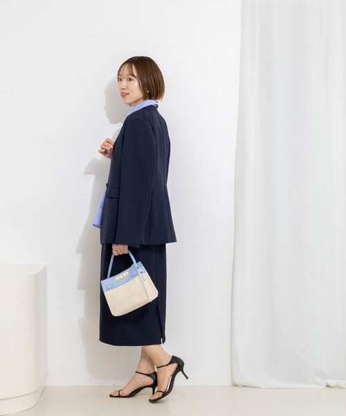 ノーリーズ スーツセット 濃紺 ノーカラージャケットスカート38 36 NOLLEY'S（ノーリーズ） ジャケット ノーカラージャケット