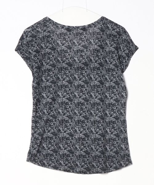 「COMPTOIR DES COTONNIERS」 花柄半袖Tシャツ 7 ブラック レディース_画像2