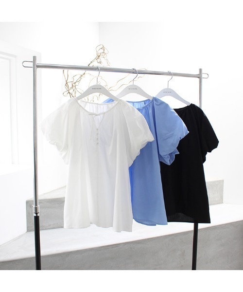 「MODE ROBE」 半袖ブラウス FREE ブラック レディース_画像5