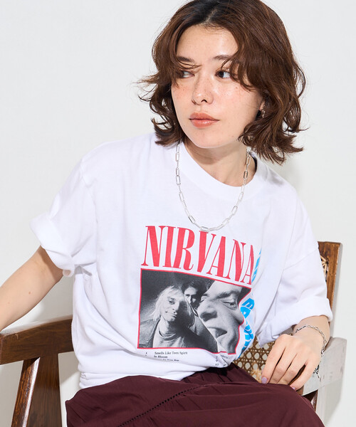 NIRVANA プリントTシャツ L ホワイト FREAK'S STORE（フリークスストア） tシャツ 半袖 「新色追加」GOOD