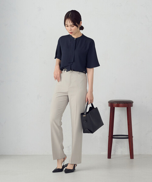「COMME CA ISM」 半袖ブラウス MEDIUM グレー レディース_画像6