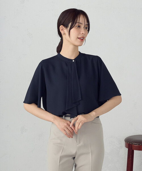 「COMME CA ISM」 半袖ブラウス MEDIUM グレー レディース_画像7