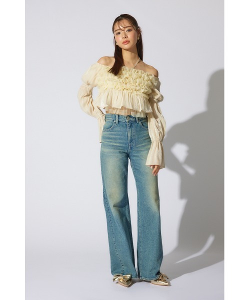 「rienda」 デニムパンツ SMALL ライトブルー レディース_画像7