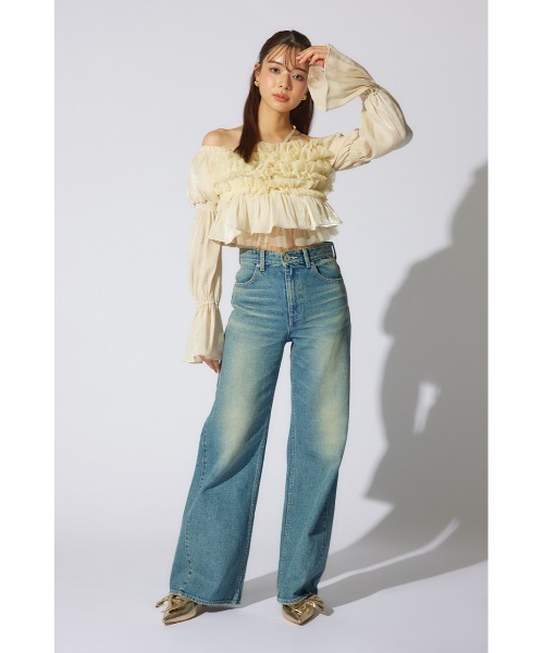 「rienda」 デニムパンツ SMALL ライトブルー レディース_画像9
