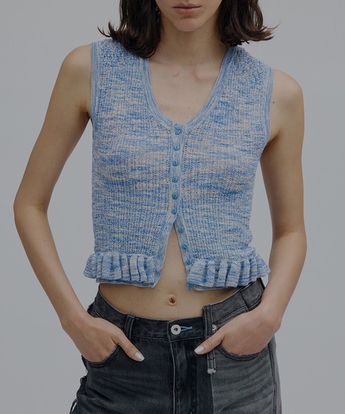 Ameri（アメリ） ニット セーター MEDI FRILL BACK RIBBON KNIT TOP
