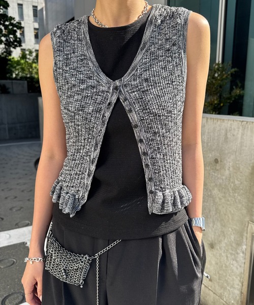 Ameri（アメリ） ニット セーター MEDI FRILL BACK RIBBON KNIT TOP