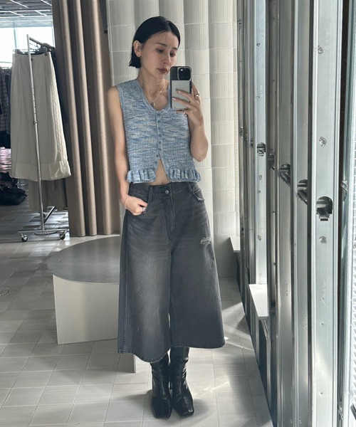 Ameri（アメリ） ニット セーター MEDI FRILL BACK RIBBON KNIT TOP