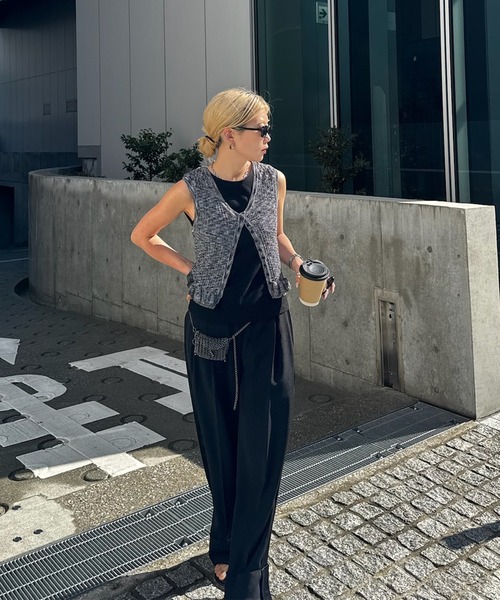 Ameri（アメリ） ニット セーター MEDI FRILL BACK RIBBON KNIT TOP
