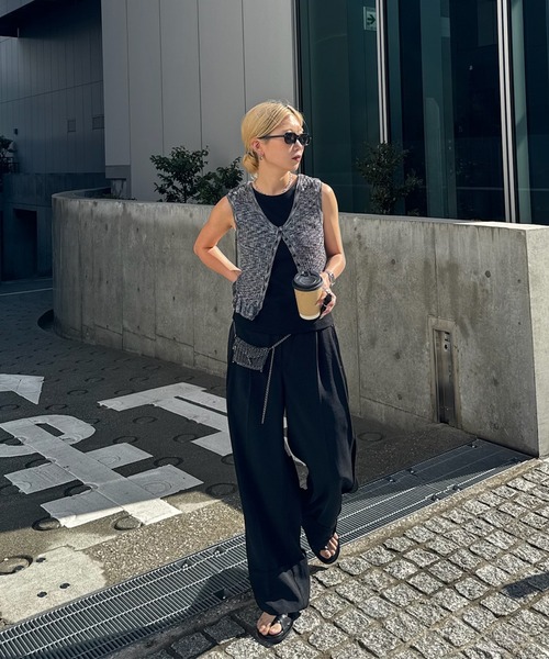 Ameri（アメリ） ニット セーター MEDI FRILL BACK RIBBON KNIT TOP
