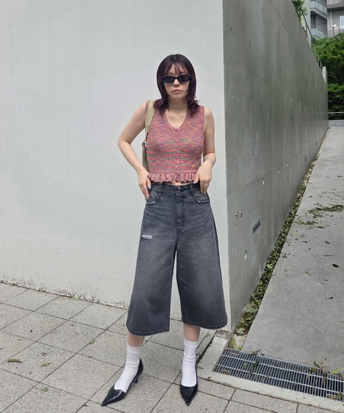 Ameri（アメリ） ニット セーター MEDI FRILL BACK RIBBON KNIT TOP