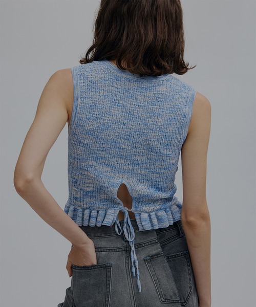 Ameri（アメリ） ニット セーター MEDI FRILL BACK RIBBON KNIT TOP