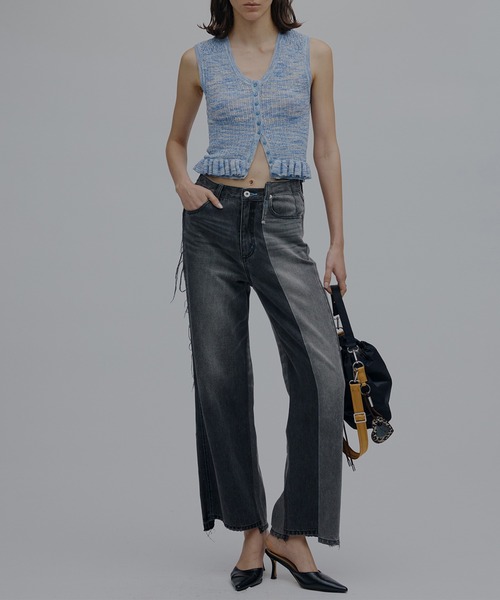 Ameri（アメリ） ニット セーター MEDI FRILL BACK RIBBON KNIT TOP
