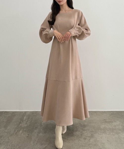 「CENEA」 長袖ワンピース MEDIUM ピンクベージュ レディース_画像4