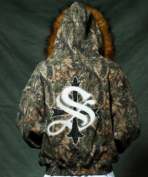 PPFM 平成アーカイブ 古着 星刺繍フード リアルツリーカモ ジップパーカー SUPPLIER（サプライヤー） パーカー A'GEM/9 × .kom Tree Camo Faux