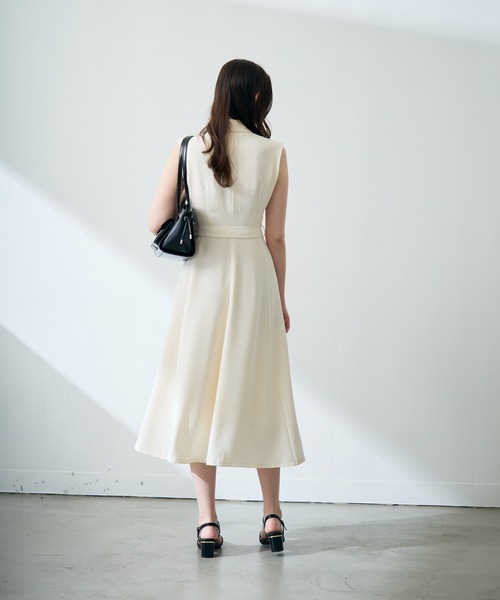 「MISCH MASCH」 半袖ワンピース フリ- ネイビー レディース_画像6