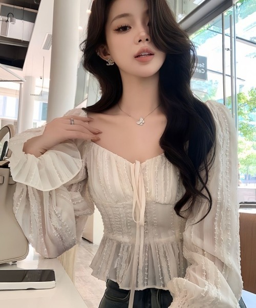 「Achic」 長袖ブラウス M アイボリー レディース_画像5
