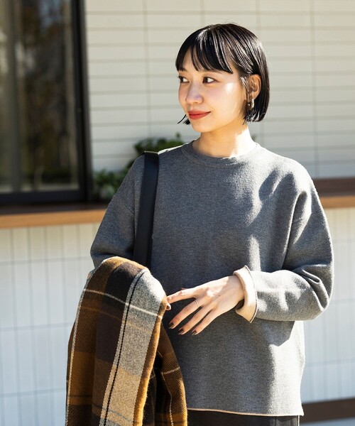 ニット セーター 配色 リバーニット プルオーバー レディース BEAMS HEART ニット セーター 配色リバーシブル ニットプル