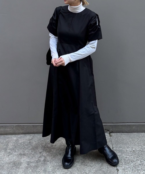 着痩せ！オープンショルダーゆったりロングワンピース（大きいsize） GOLDJAPAN 大きいサイズ レディース ワンピース ロング 5分袖
