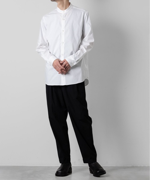 ATTACHMENT シャツ CO/PE ストレッチタイプライター バンド
