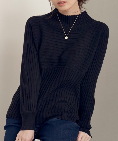 ikka（イッカ） ニット セーター 7Gワイドリブ切り替えプルオーバー