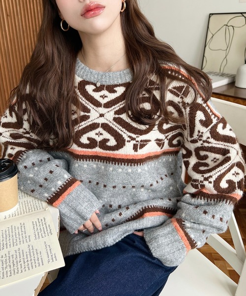 45R ノルディックジャガードの908ヘンリー ニット 45R ノルディックジャガードの908ヘンリー ニット