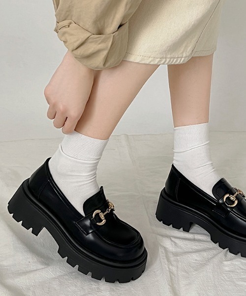 厚底ジュートビットポイントローファー Shoes in Closet ローファー 厚底 タンクソール ビット 2452