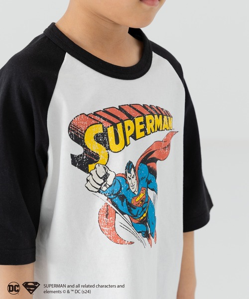 tシャツ Tシャツ スーパーマン ラグラン半袖Tシャツ キッズ : 82468573  