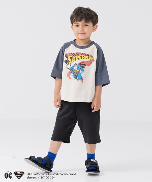 JAM & LINK tシャツ スーパーマン ラグラン半袖Tシャツ キッズ 子供服 