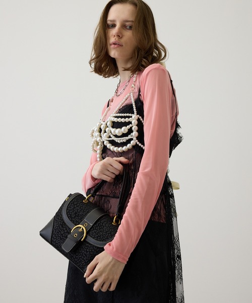 uyu. キャミソール back ribbon pearl bustier / バックリボンパール