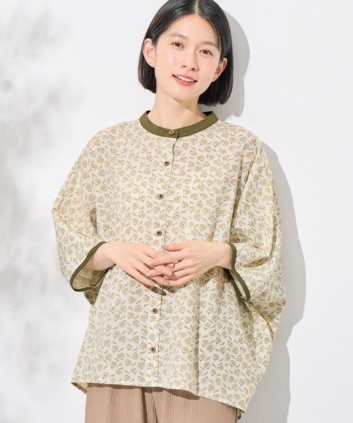 ブラウス シャツ コルウィン  柄モックシャツ レディース Viola e ブラウス シャツ 小花柄ドルマンブラウス レディース