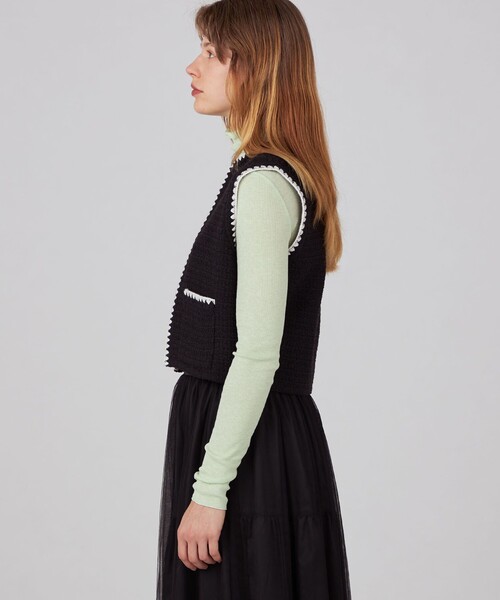 Ballsey ベスト ソフトシャイニーブークレー ショートジレ レディース 