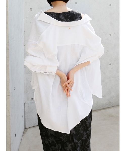 ブラウス シャツ oversize linen shirt レディース