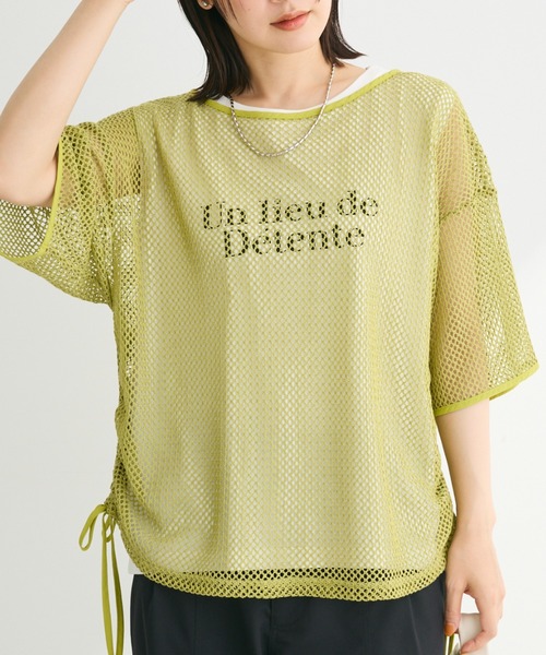 tシャツ メッシュノースリーブプルオーバー レディース Green Parks tシャツ SET2点 メッシュ+ノースリーブロゴプル