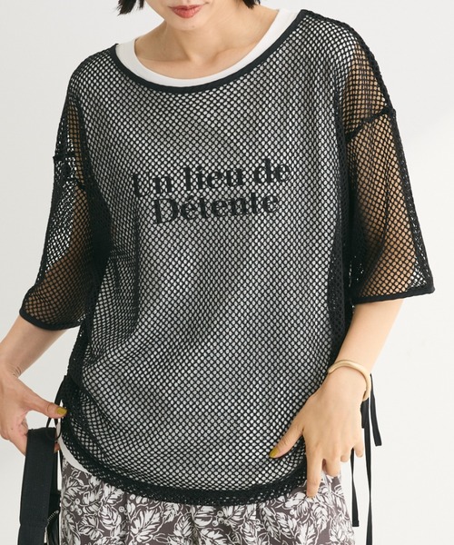 tシャツ メッシュノースリーブプルオーバー レディース Green Parks tシャツ SET2点 メッシュ+ノースリーブロゴプル