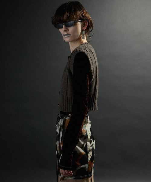 【美品】PRANK PROJECT タイニーベスト ニット　グレー　ノースリーブ 新作 PRANK PROJECT タイニーベスト プランクプロジェクト