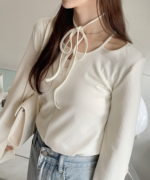 Ada. tシャツ many way チョーカーストラップ マルチリブ トップス