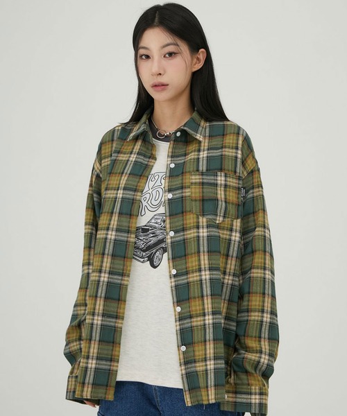 ブラウス シャツ A'GEM/9 × .kom 「ACOVER/オコボ」 No.04 Vintage Nerd Over Check Shirt Re