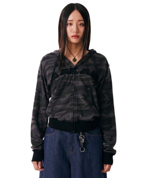 AAKAM パーカー 「AAKAM」Contrast Logo Zip-up Hoodie メンズ
