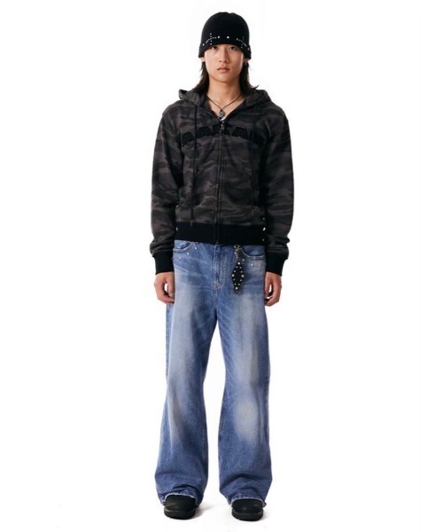 AAKAM パーカー 「AAKAM」Contrast Logo Zip-up Hoodie メンズ