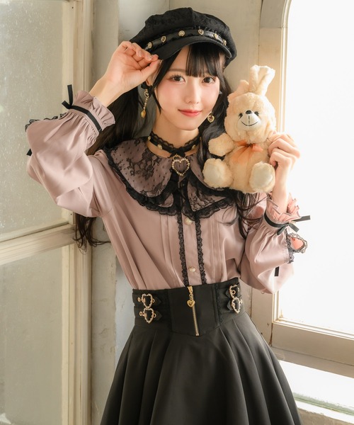 ROJITA 帽子 キャスケット レースフリルビジュベルト付き