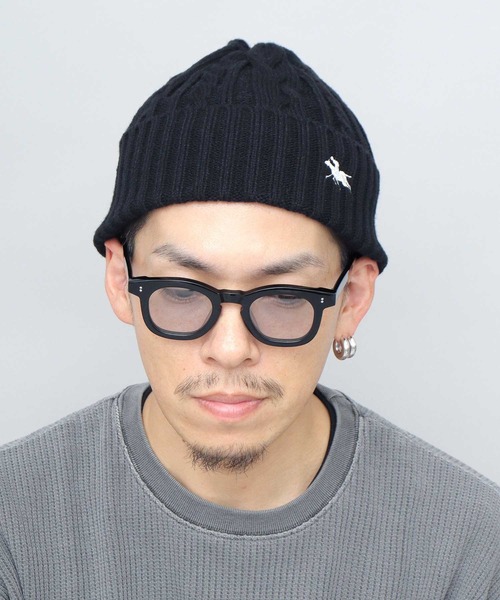 ニット帽 ニットキャップ POLO刺繍 ケーブル編み ニットワッチ（ニット