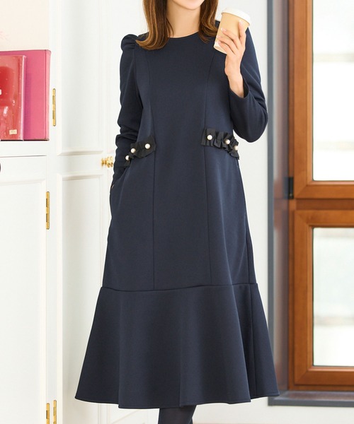 R*E様 Prima Scherrer あったか裏起毛フリルパール付き　フレア Prima Scherrer（プリマシェレル） ワンピース あったか裏起毛 フリル