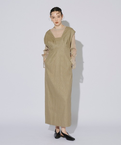 お値下げ済【ANDRESD】Vラインジャガードドレス ANDRESD ドレス V line jacquard dress Vラインジャガードドレス