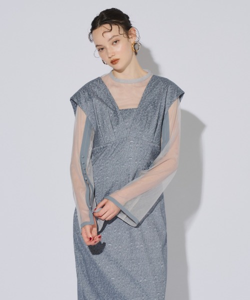 ANDRESD ドレス V line jacquard dress Vラインジャガードドレス