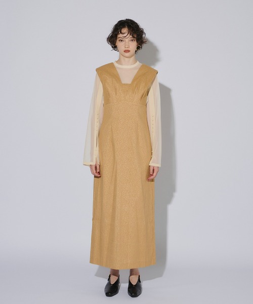 ANDRESD ドレス Vラインジャガードドレス / V line jacquard dress