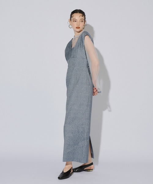ANDRESD ドレス Vラインジャガードドレス / V line jacquard dress
